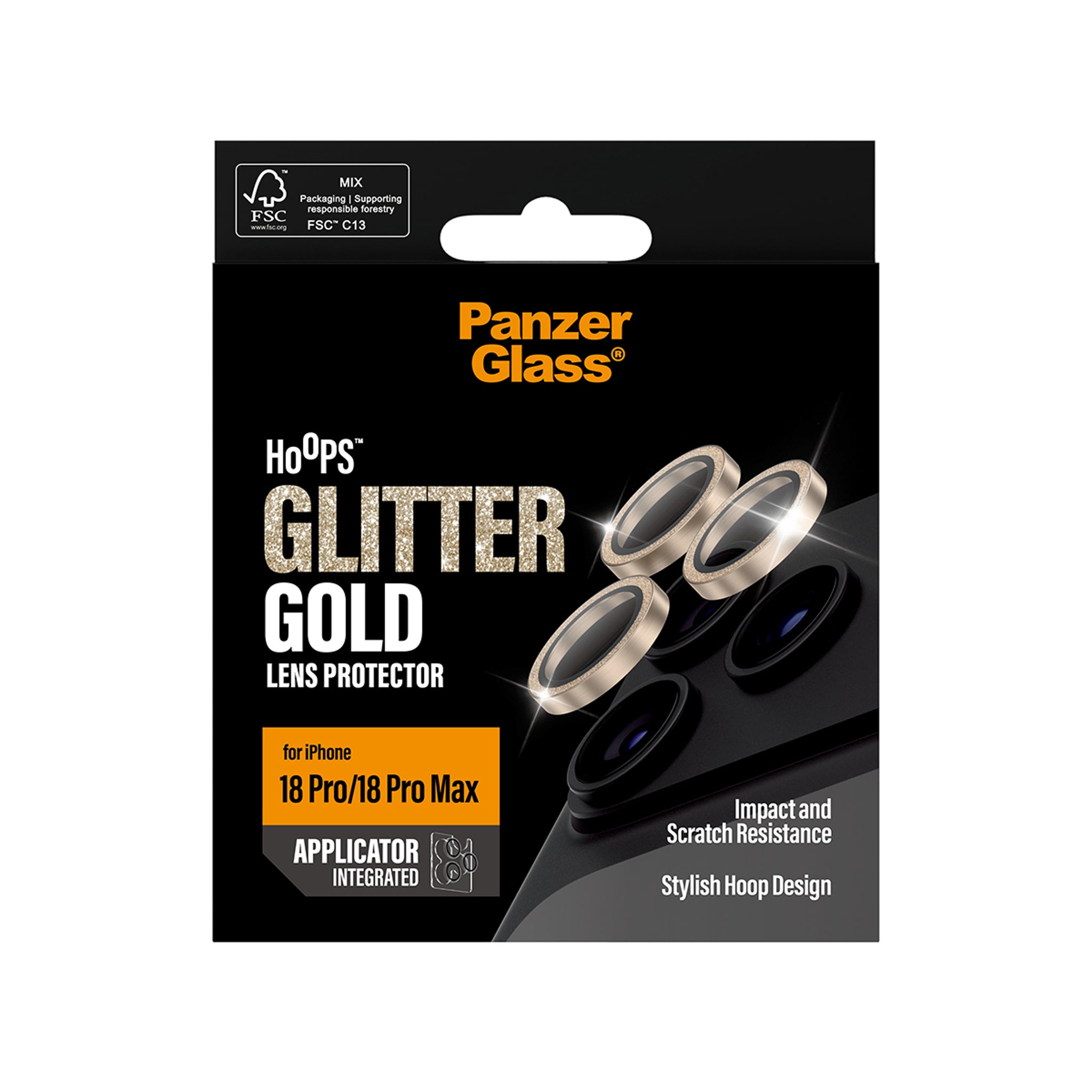 PanzerGlass® Hoops® Kameraschutz Glitter Gold iPhone 18 Pro | 18 Pro Max